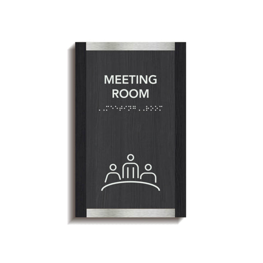 Information signs Meeting Room Sign: Wood & Stainless Steel Plate — "Otherside" Design Information signs Meeting Room Sign: Wood & Stainless Steel Plate — "Otherside" Design