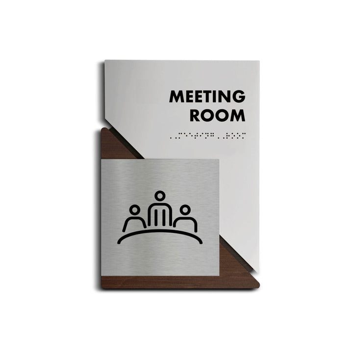 Information signs Meeting Room Sign: Wood & Stainless Steel Plate — "Creative" Design Information signs Meeting Room Sign: Wood & Stainless Steel Plate — "Creative" Design
