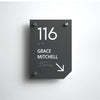 Office Door Sign: Matte Gray Acrylic Door Numbers — "Clear" Design