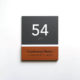 Door Number Sign with Custom Text: Wood & Acrylic — "Dragon" Design