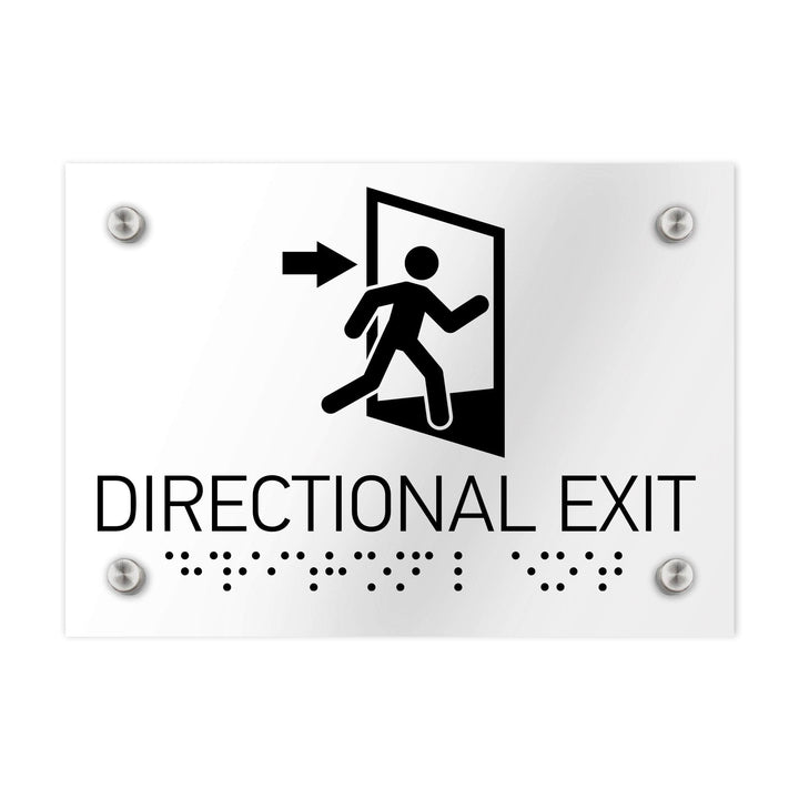 Information signs Directional Exit Door Sign - Clear Acrylic with Braille Information signs Directional Exit Door Sign - Clear Acrylic with Braille