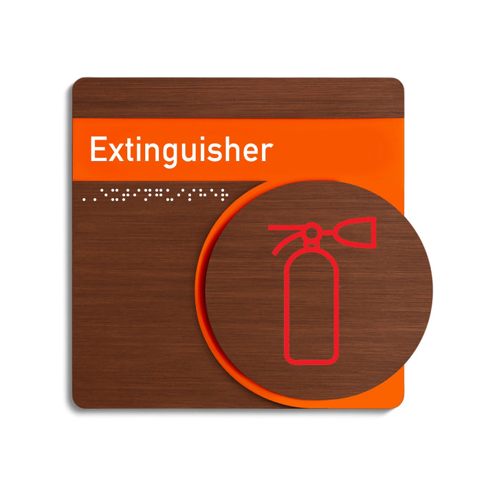 Fire Extinguisher Wall Sign: Wood & Acrylic Plate — "Genova" Design Fire Extinguisher Wall Sign: Wood & Acrylic Plate — "Genova" Design