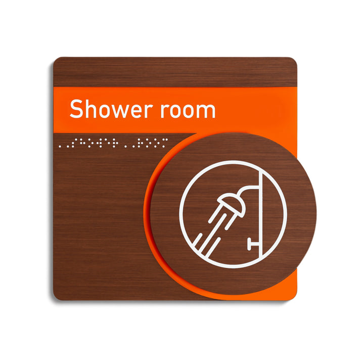 Shower Signage: Wood & Acrylic - "Genova" Design Shower Signage: Wood & Acrylic - "Genova" Design