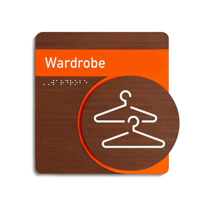 Wardrobe Closet Sign: Wood & Acrylic — "Genova" Design Wardrobe Closet Sign: Wood & Acrylic — "Genova" Design