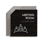 Meeting Room Sign: Stainless Steel & Wood — "Authentic" Design