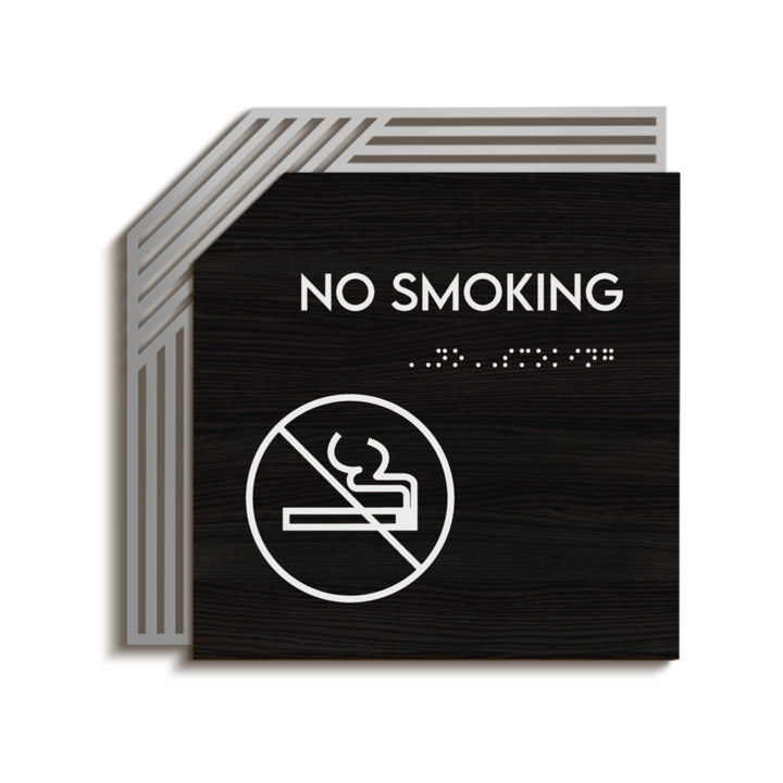 No Smoking Sign: Stainless Steel & Wood — "Authentic" Design No Smoking Sign: Stainless Steel & Wood — "Authentic" Design