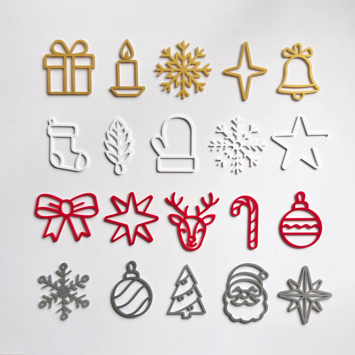 Acrylic Christmas Ornaments Set (20 Pc): Wall, Window & Tree Decor — “Thin Christmas” Design Acrylic Christmas Ornaments Set (20 Pc): Wall, Window & Tree Decor — “Thin Christmas” Design