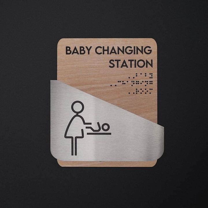 Bathroom Signs Baby Change Sign for Mother — "Downhill" Design Bathroom Signs Baby Change Sign for Mother — "Downhill" Design