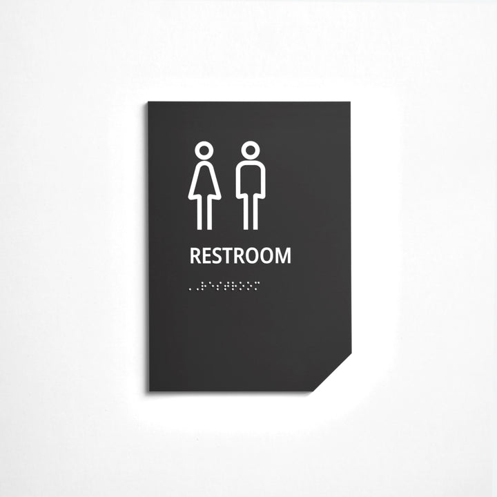 All Gender Restroom Sign: Matte Gray Acrylic — "Clear" Design All Gender Restroom Sign: Matte Gray Acrylic — "Clear" Design