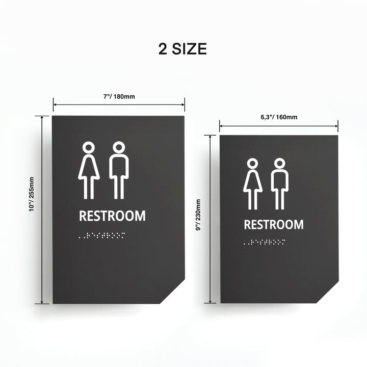 All Gender Restroom Sign: Matte Gray Acrylic — "Clear" Design All Gender Restroom Sign: Matte Gray Acrylic — "Clear" Design