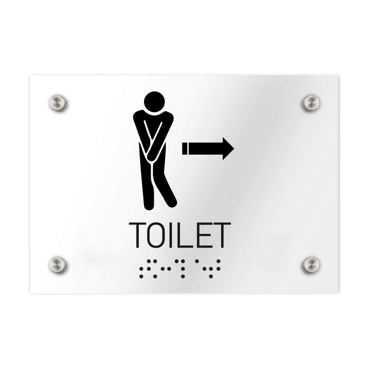 Bathroom Signs Men Toilet Arrow Sign — Clear Acrylic Bathroom Signs Men Toilet Arrow Sign — Clear Acrylic