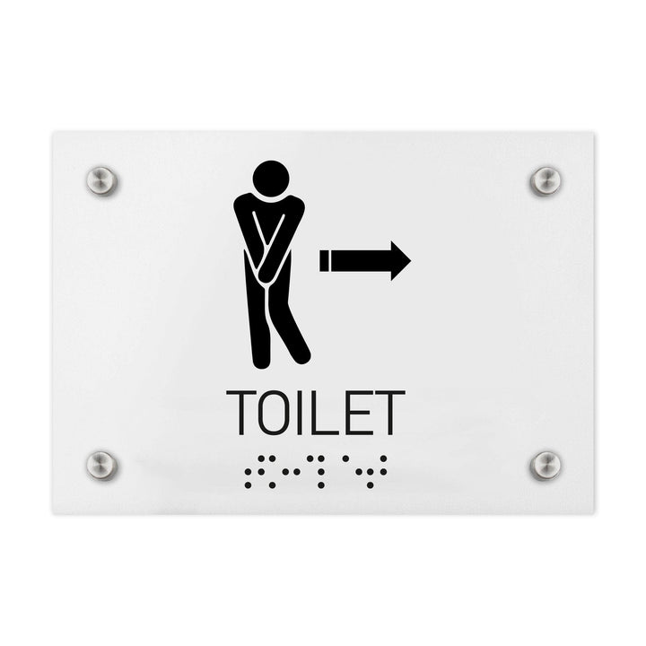 Bathroom Signs Men Directional Toilet Sign - Milk Acrylic Bathroom Signs Men Directional Toilet Sign - Milk Acrylic