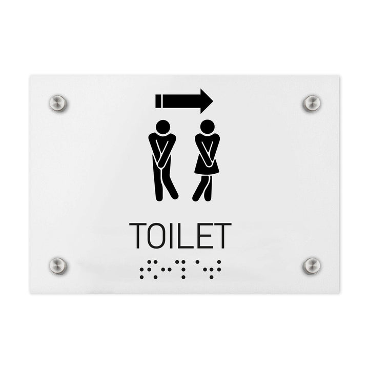 Bathroom Signs Unisex Directional Toilet Sign - Milk Acrylic Bathroom Signs Unisex Directional Toilet Sign - Milk Acrylic
