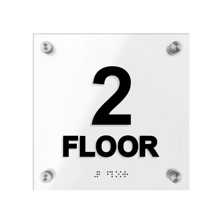 Floor Signs Acrylic 2nd Floor Sign with Braille - "Classic" Design Floor Signs Acrylic 2nd Floor Sign with Braille - "Classic" Design