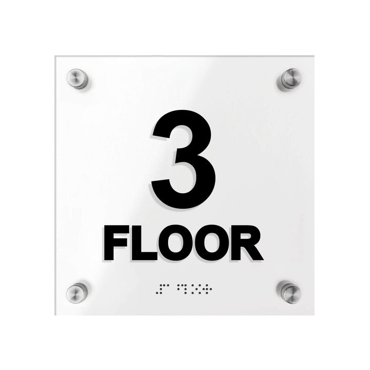 Floor Signs Acrylic 3rd Floor Sign with Braille - "Classic" Design Floor Signs Acrylic 3rd Floor Sign with Braille - "Classic" Design