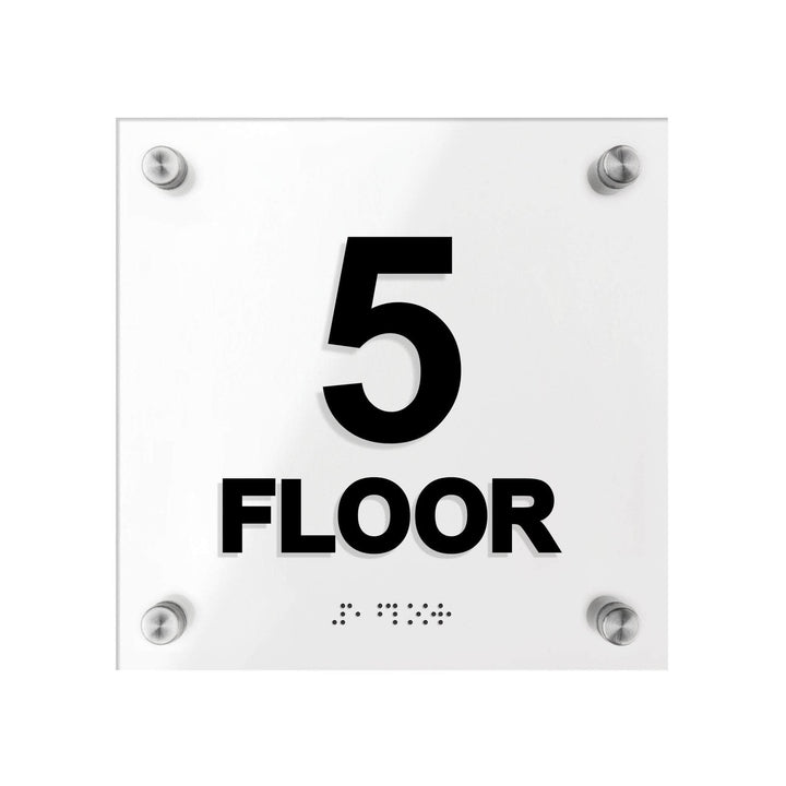 Floor Signs Acrylic 5s Floor Sign with Braille - "Classic" Design Floor Signs Acrylic 5s Floor Sign with Braille - "Classic" Design