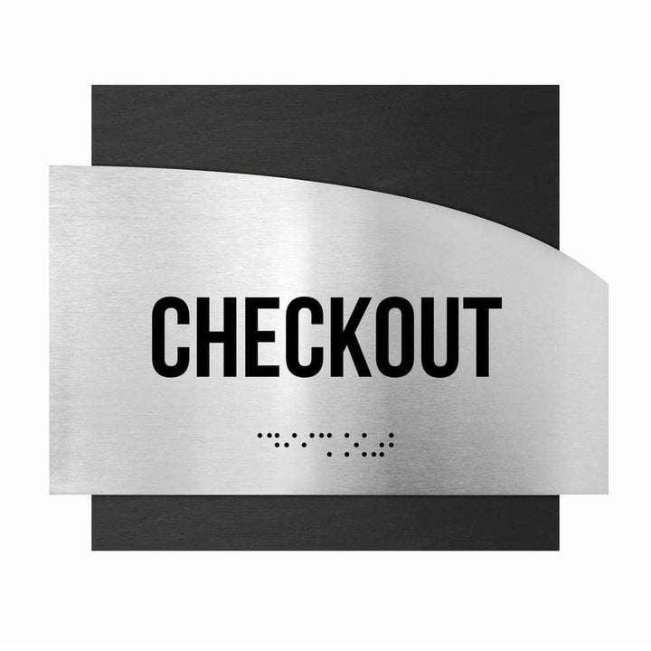 Door Signs Checkout Signs - Stainless steel & Wood Plate - "Wave" Design Door Signs Checkout Signs - Stainless steel & Wood Plate - "Wave" Design