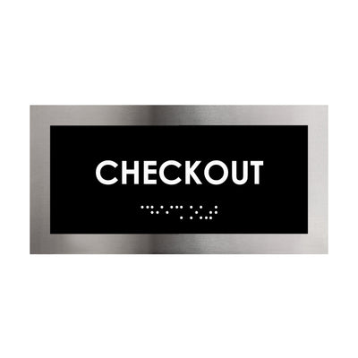 Door Signs - Checkout Sign Stainless Steel Plate - "Modern" Design