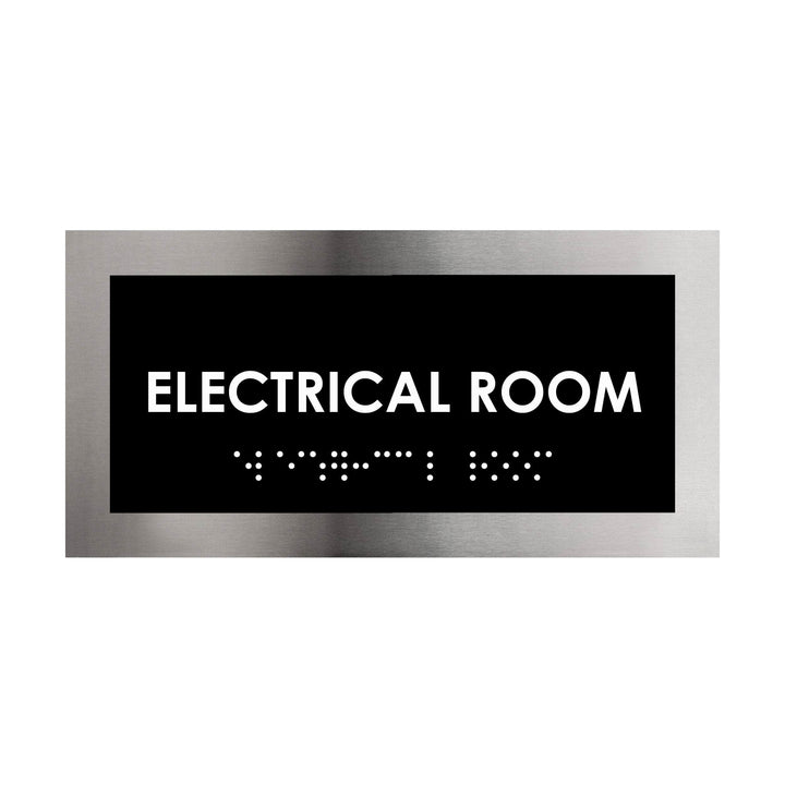 Door Signs Electrical Room Sign: Stainless Steel & Acrylic Plate — "Modern" Design Door Signs Electrical Room Sign: Stainless Steel & Acrylic Plate — "Modern" Design