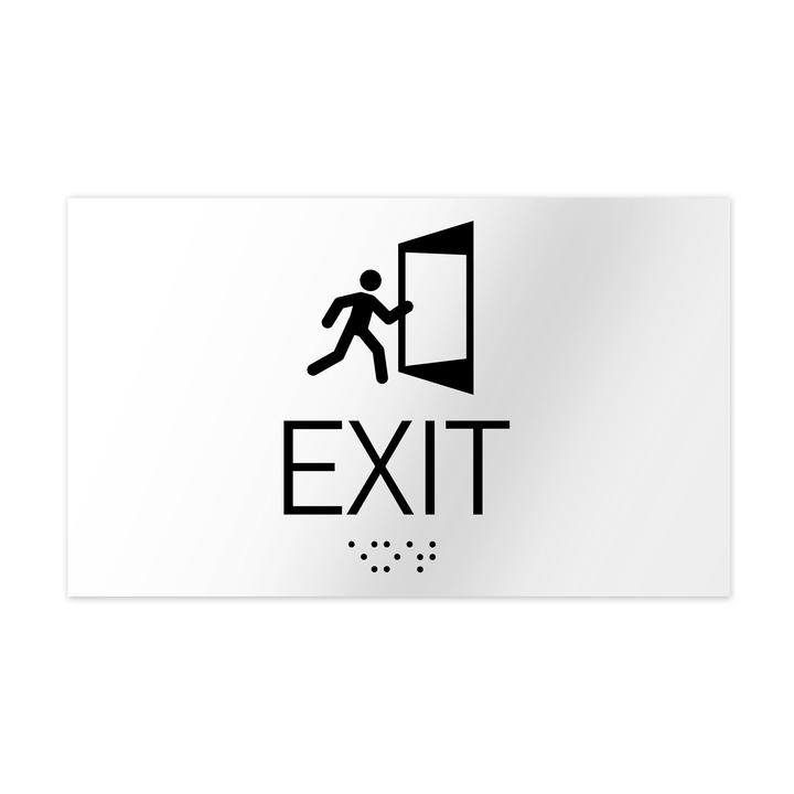 Information signs Exit Signs - White Acrylic with Braille Information signs Exit Signs - White Acrylic with Braille