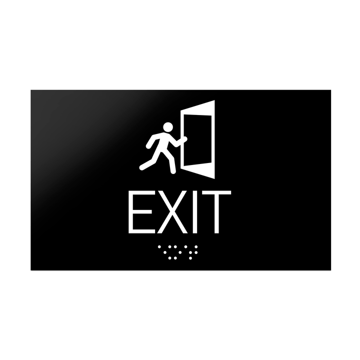Information signs Exit Sign With Braille - Black Acrylic Information signs Exit Sign With Braille - Black Acrylic