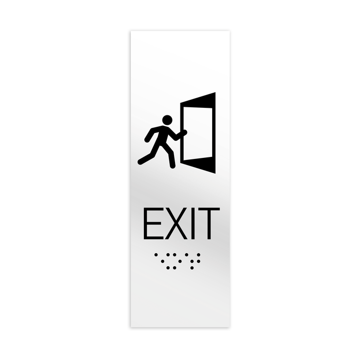 Information signs ADA Exit Sign: White Acrylic Sign with Braille Information signs ADA Exit Sign: White Acrylic Sign with Braille