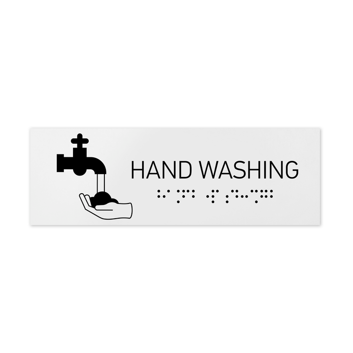 Information signs Hand Washing Sign with Braille: White Acrylic Sign Information signs Hand Washing Sign with Braille: White Acrylic Sign