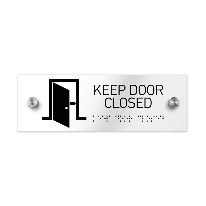 Information signs Keep Door Closed Sign with Braille: Clear Acrylic Sign Information signs Keep Door Closed Sign with Braille: Clear Acrylic Sign