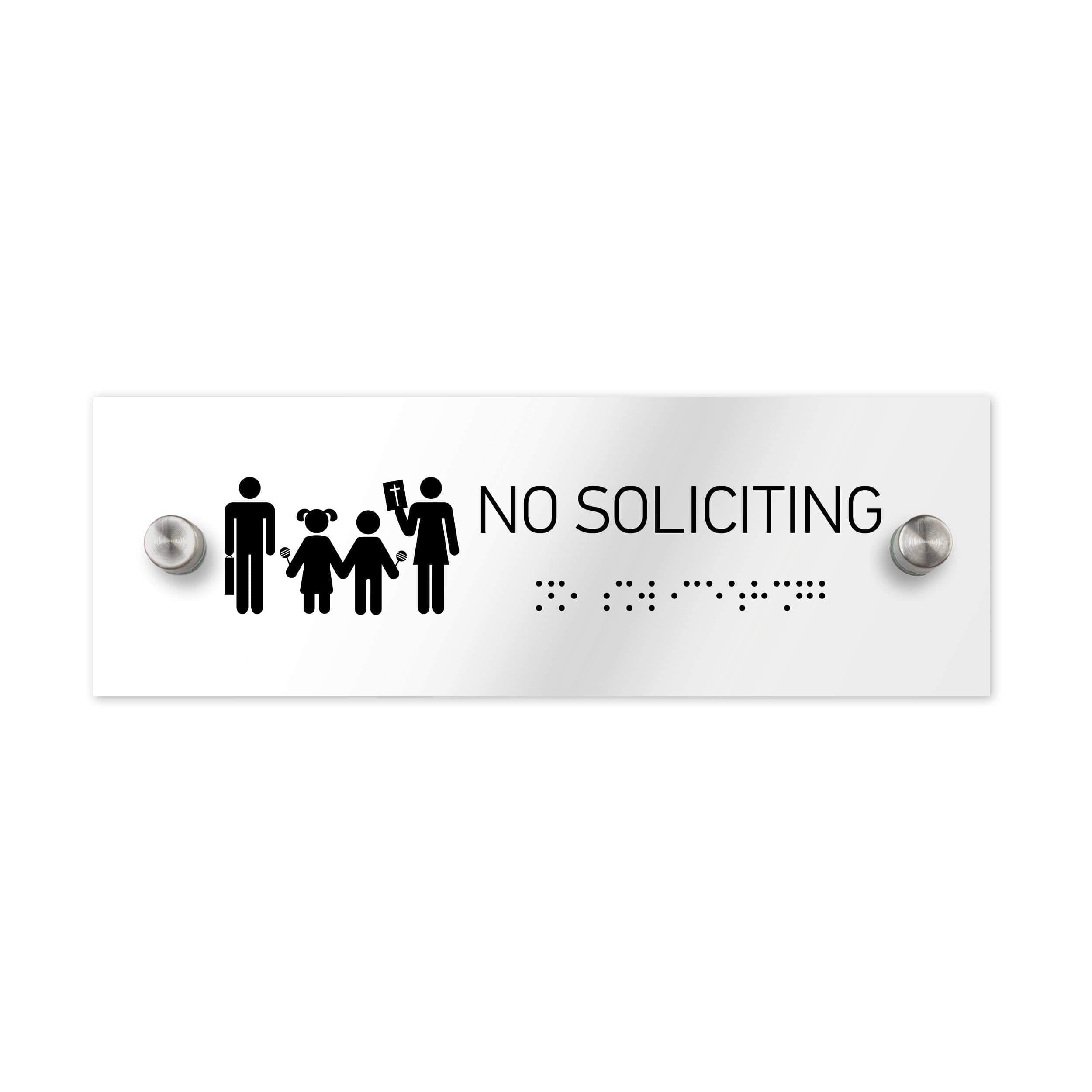 No Soliciting Sign Clear Acrylic Sign With Braille Bsign