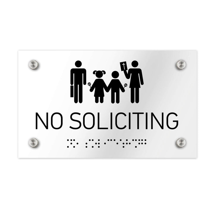 Information signs No Soliciting Sign Braille - Clear Acrylic Information signs No Soliciting Sign Braille - Clear Acrylic