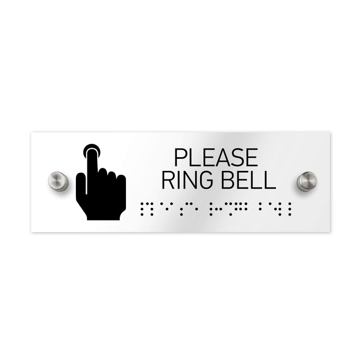 Information signs Please Ring Bell Sign with Braille: Clear Acrylic Sign Information signs Please Ring Bell Sign with Braille: Clear Acrylic Sign