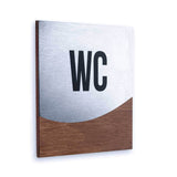 WC Toilet Sign: Wood & Stainless Steel — "Jure" Design