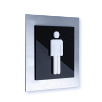 Men's Bathroom Sign: Steel & Acrylic — "Modern" Design