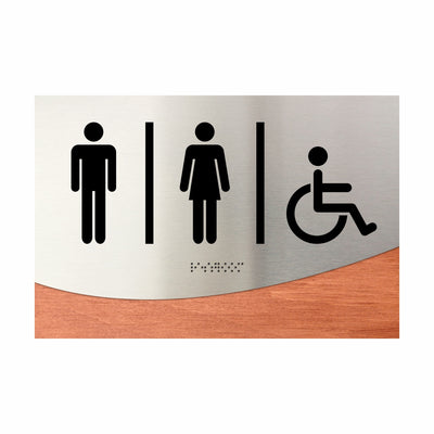Wood & Steel Unisex Bathroom Sign - 