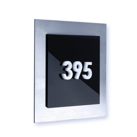 Door Number Sign: Stainless Steel & Acrylic — "Modern" Design