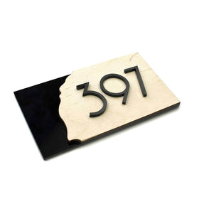 Door Number Sign: Wood & Acrylic — "Sherwood" Design