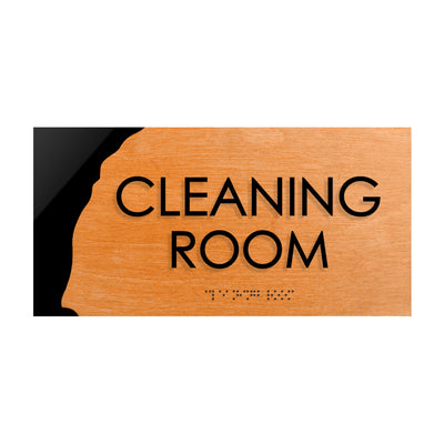 Cleaning Room Sign: Wooden Door Plate — 