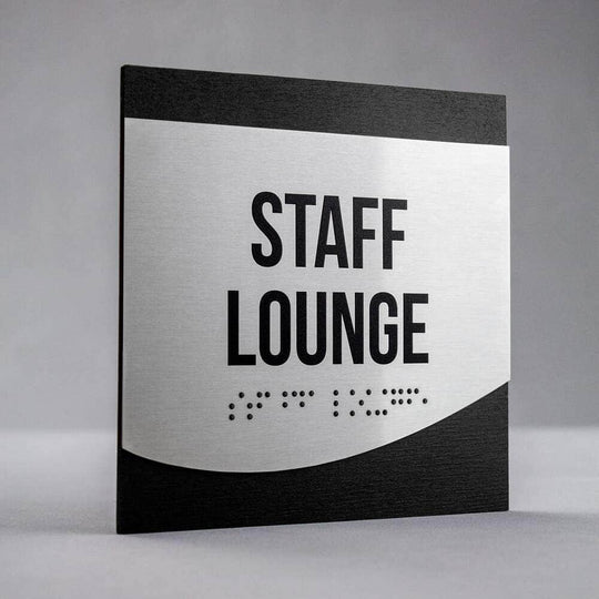 Door Signs Staff Lounge Sign — Stainless Steel & Wood Door Plate — "Venture" Design Door Signs Staff Lounge Sign — Stainless Steel & Wood Door Plate — "Venture" Design