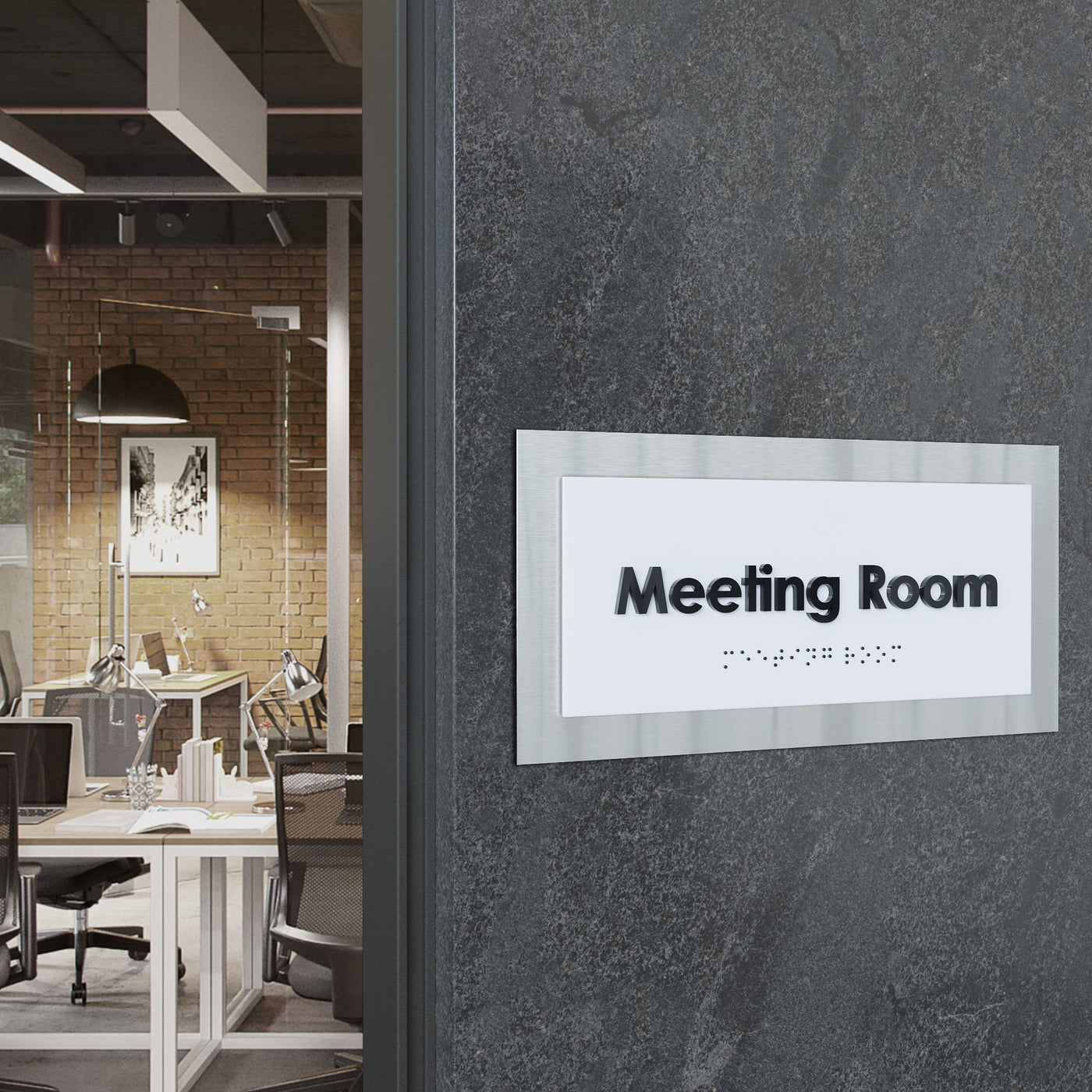 Conference Room Sign — Stainless Steel Door Plate — "Modern" Design