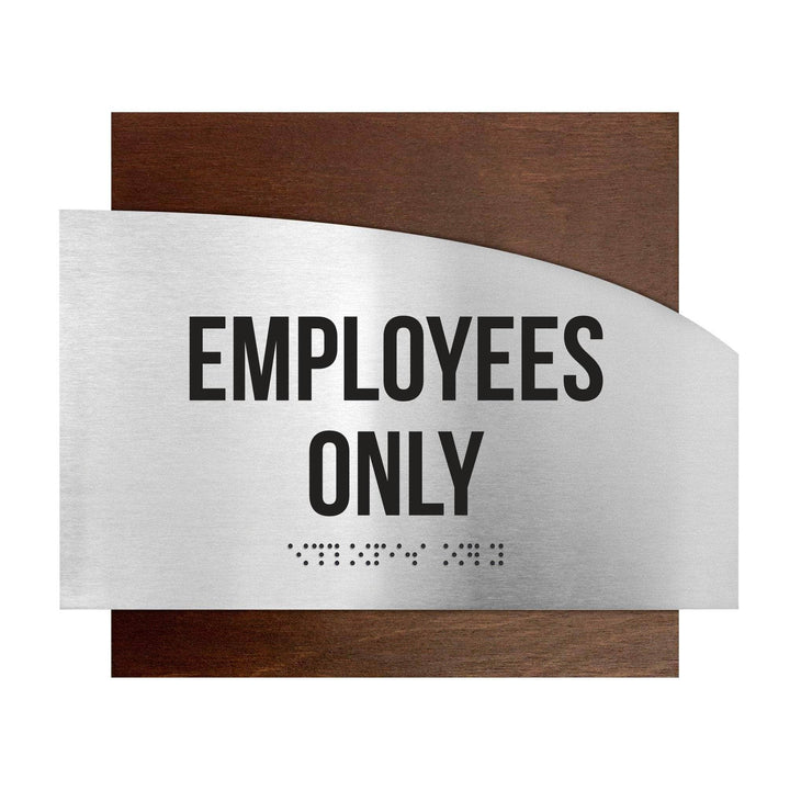 Door Signs Employees Only Sign - Stainless steel & Wood - "Wave" Design Door Signs Employees Only Sign - Stainless steel & Wood - "Wave" Design