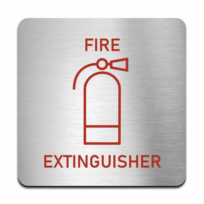 Fire Extinguisher Safety Sign — Stainless Steel Plate