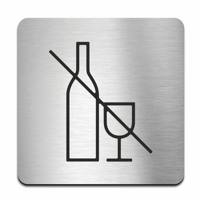 No Alcohol on Premises Sign — Stainless Steel Plate