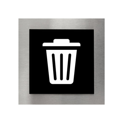Stainless Steel & Acrylic Trash Bin Sign — 
