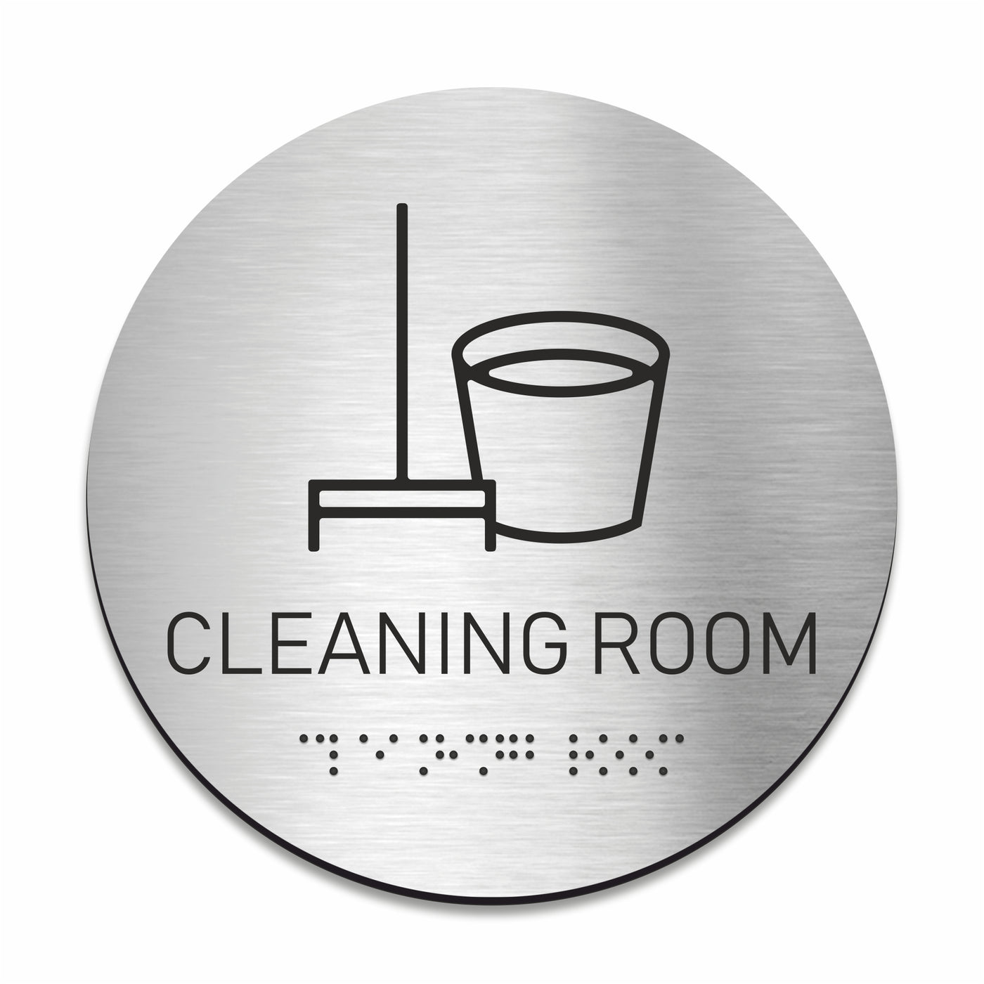 Stainless Steel Cleaning Room Sign with Braille