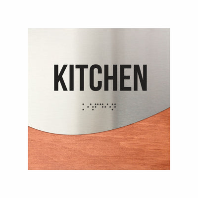 Wood & Steel Kitchen Door Sign — 