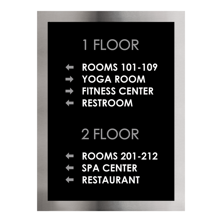 Directional Sign: Interior Stainless Steel Sign with Inscription — "Modern" Design Directional Sign: Interior Stainless Steel Sign with Inscription — "Modern" Design