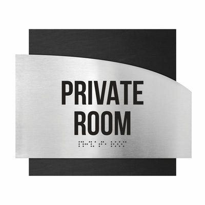 Door Signs - Private Room Signs - Stainless Steel & Wood Plate - "Wave" Design