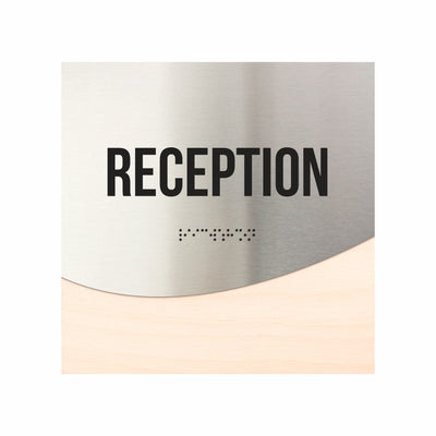 Reception Sign - Stainless Steel & Wood Door Plate "Jure" Design