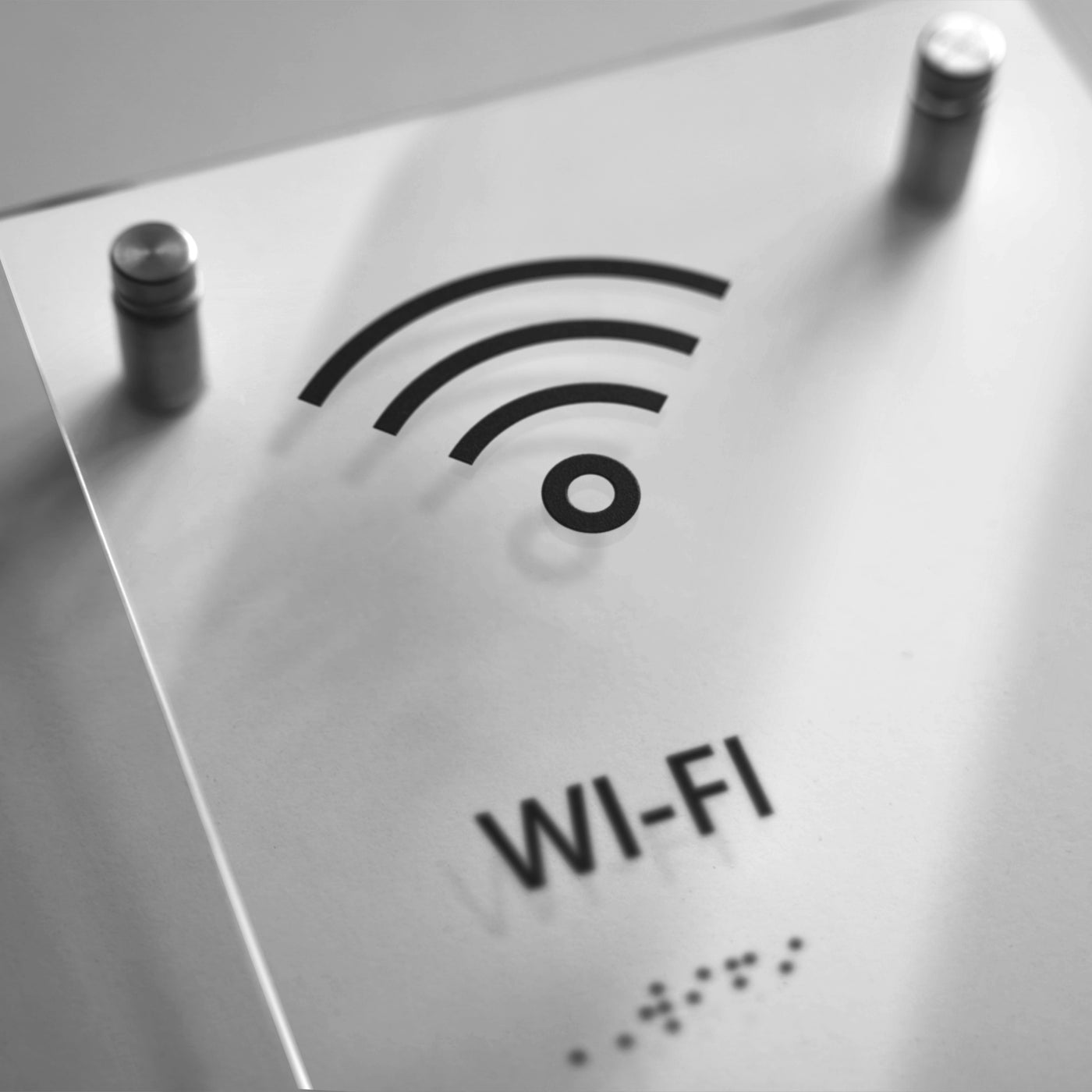 a close up of a sign with a wifi symbol on it