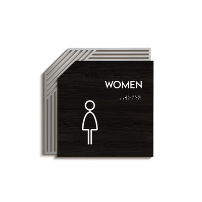 a women's restroom sign on a white background